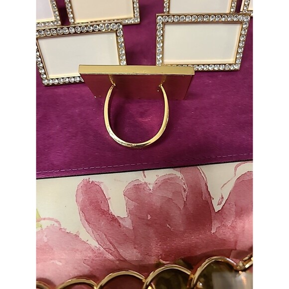 6 Metal Dinner Place Card & Napkin Ring Holders Combination Gold Frame Set - Picture 5 of 8